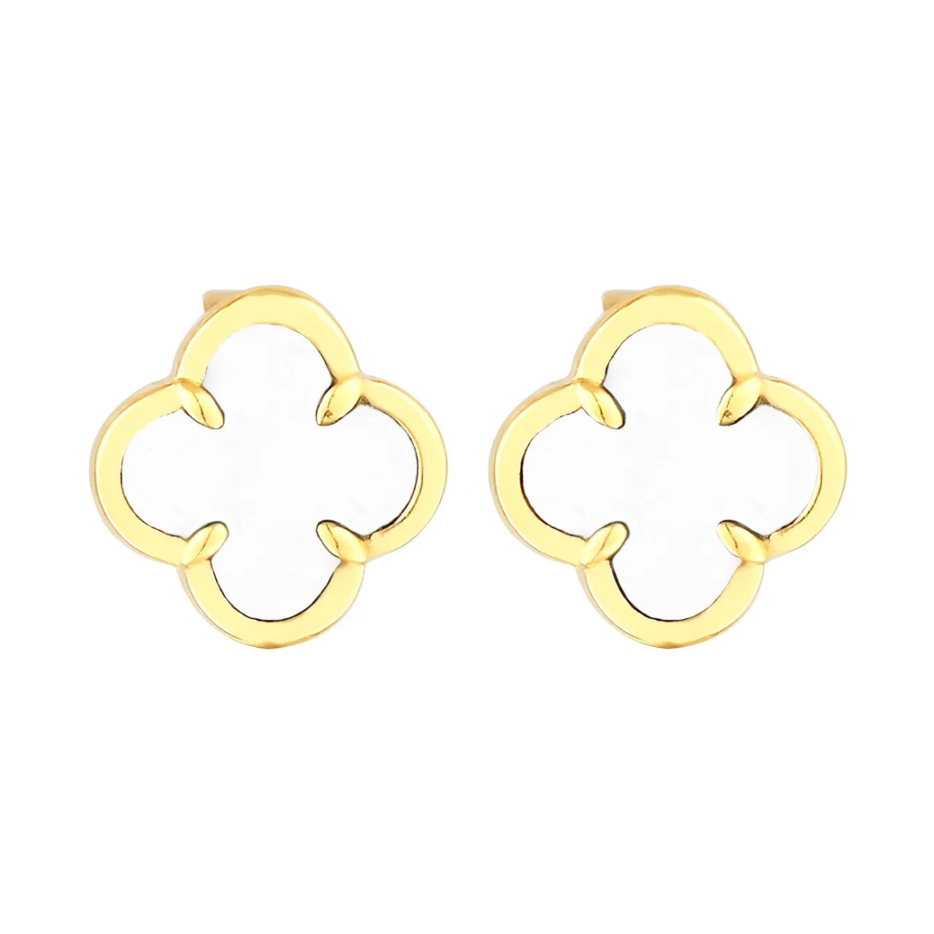 Elli "Ohrstecker Kleeblatt | Emaille (Weiß)< Symbol-schmuck|Ohrringe