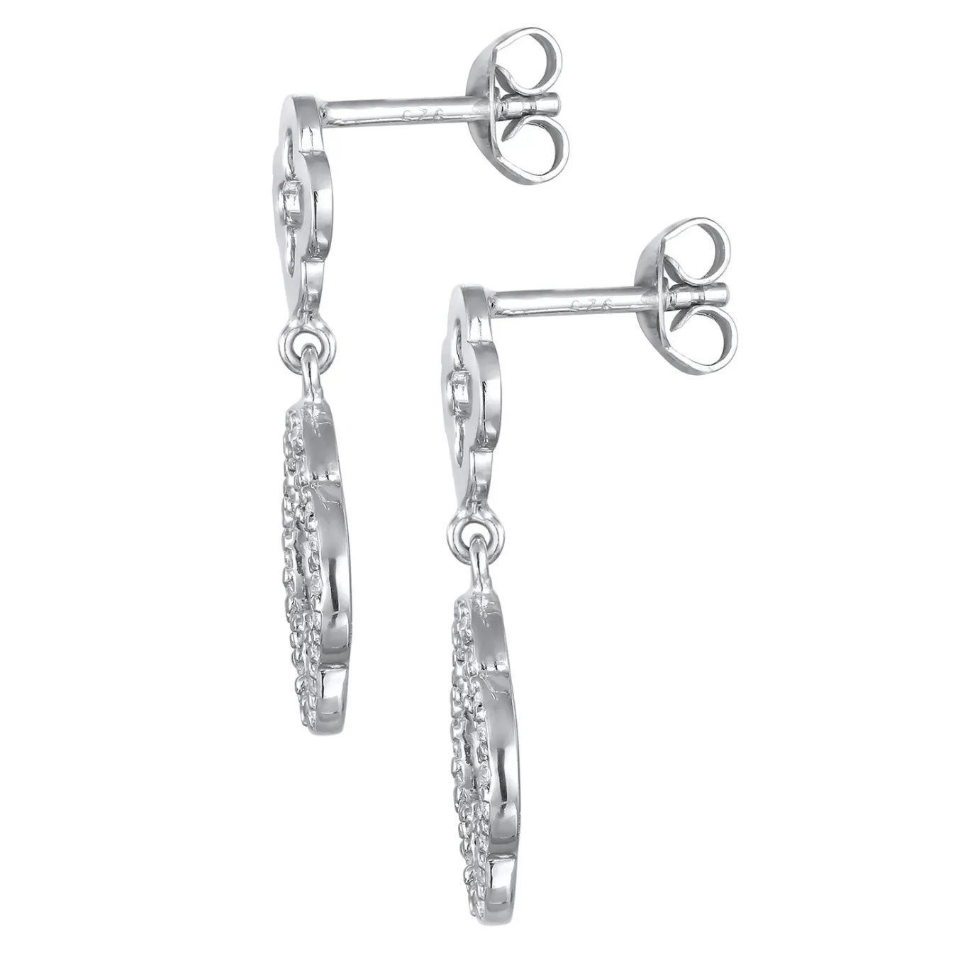 Elli "Ohrstecker Kleeblatt | Zirkonia (Weiß)< Vergoldet|Symbol-schmuck