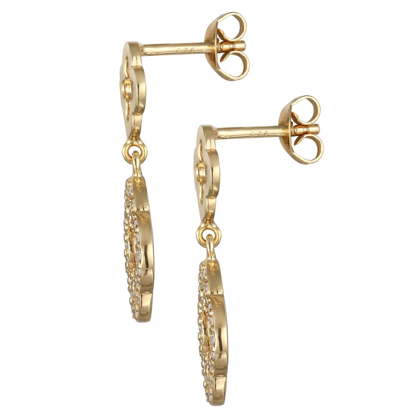 Elli "Ohrstecker Kleeblatt | Zirkonia (Weiß)< Vergoldet|Symbol-schmuck
