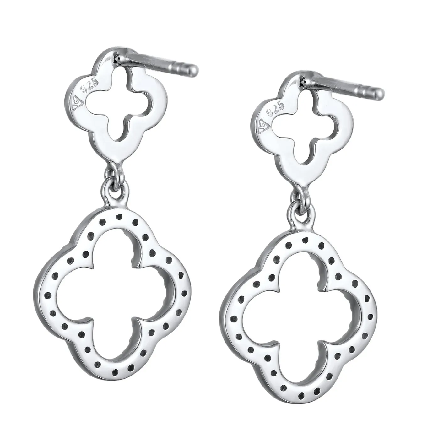Elli "Ohrstecker Kleeblatt | Zirkonia (Weiß)< Vergoldet|Symbol-schmuck