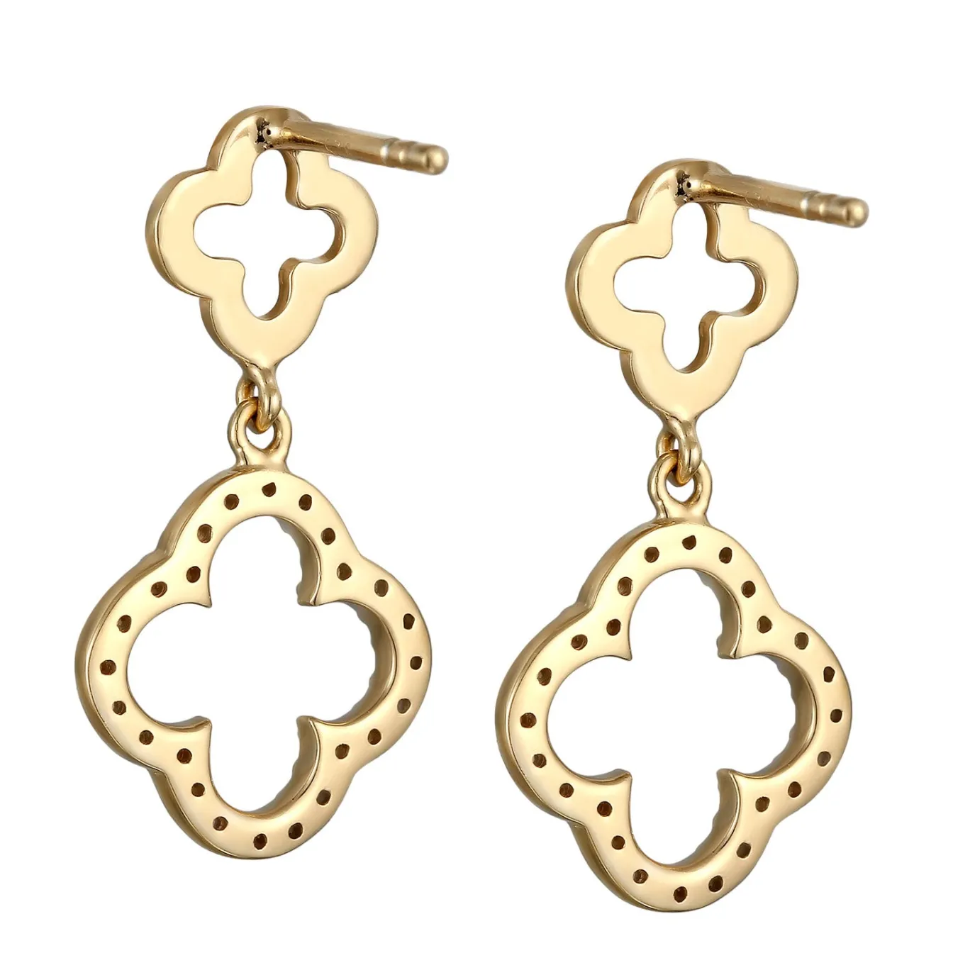 Elli "Ohrstecker Kleeblatt | Zirkonia (Weiß)< Vergoldet|Symbol-schmuck