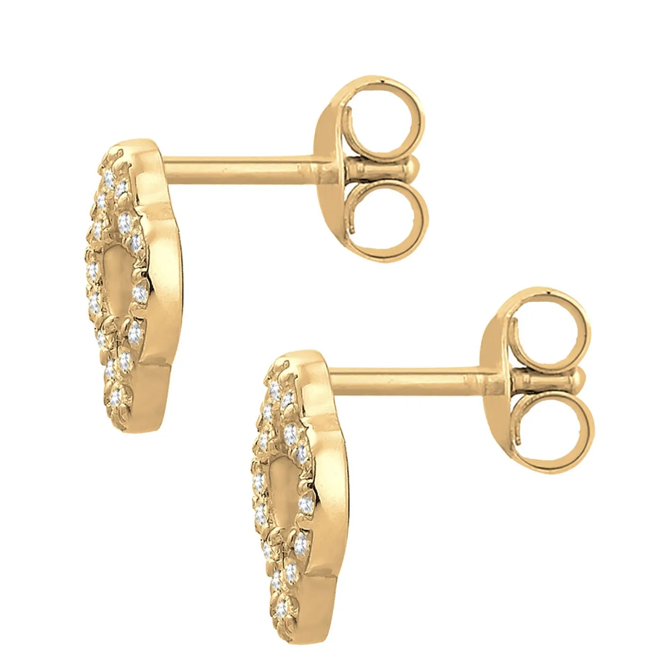 Elli "Ohrstecker Kleeblatt | Zirkonia ( Weiß )< Vergoldet|Symbol-schmuck