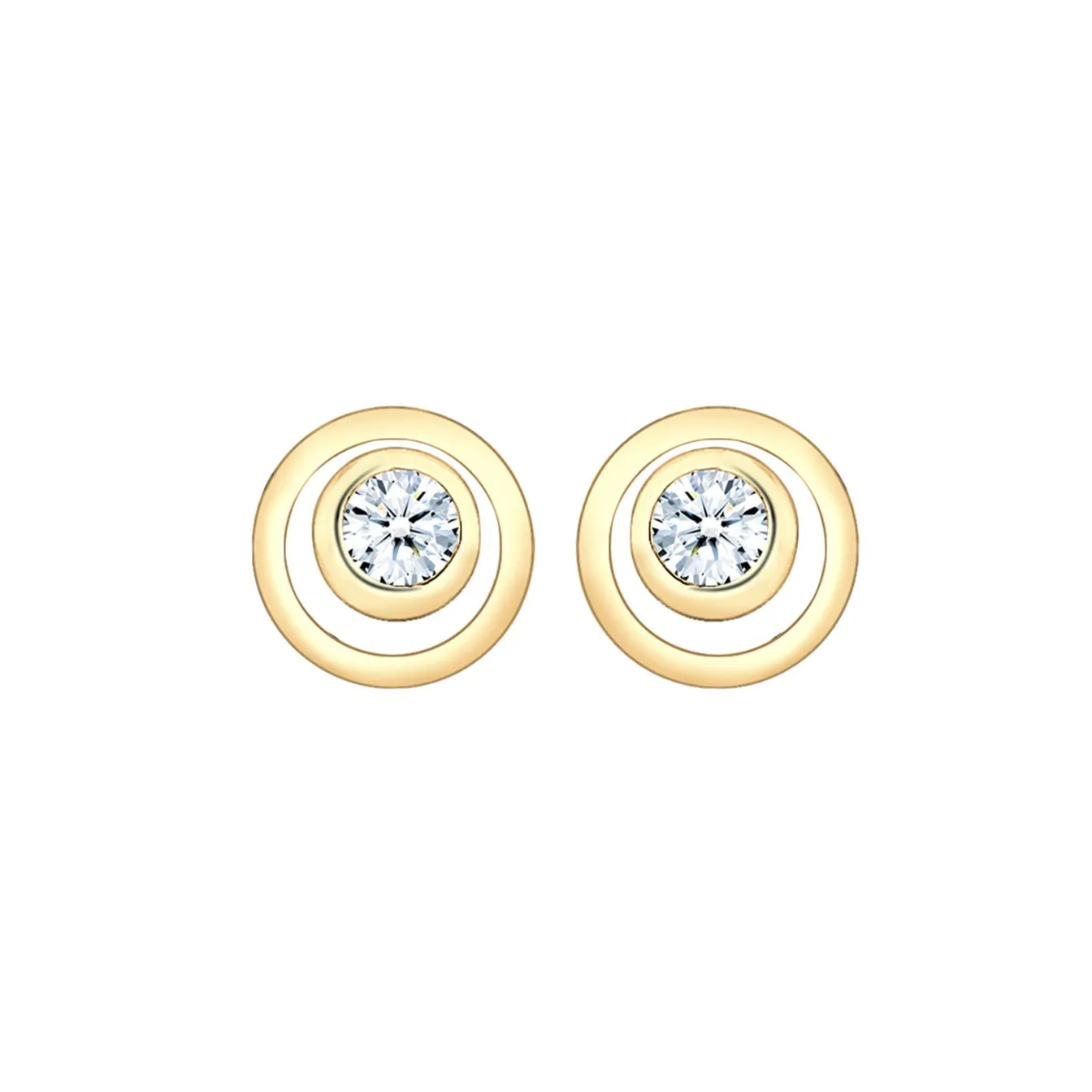 Elli "Ohrstecker Kreis | Diamant ( Weiß, 0,06 ct )< Ohrringe|Echtgold