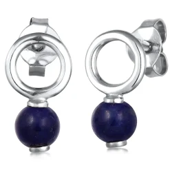 Elli "Ohrstecker Kreis | Lapis Lazuli (Blau)< Vergoldet|Ohrringe