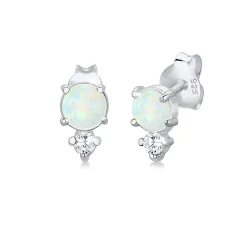 Elli "Ohrstecker Kreis | Opal ( Weiß )< Vergoldet|Ohrringe