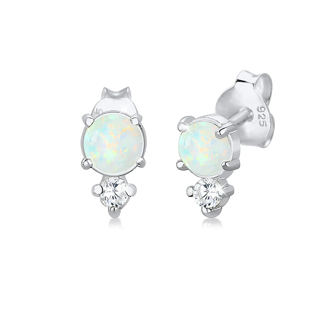 Elli "Ohrstecker Kreis | Opal ( Weiß )< Vergoldet|Ohrringe