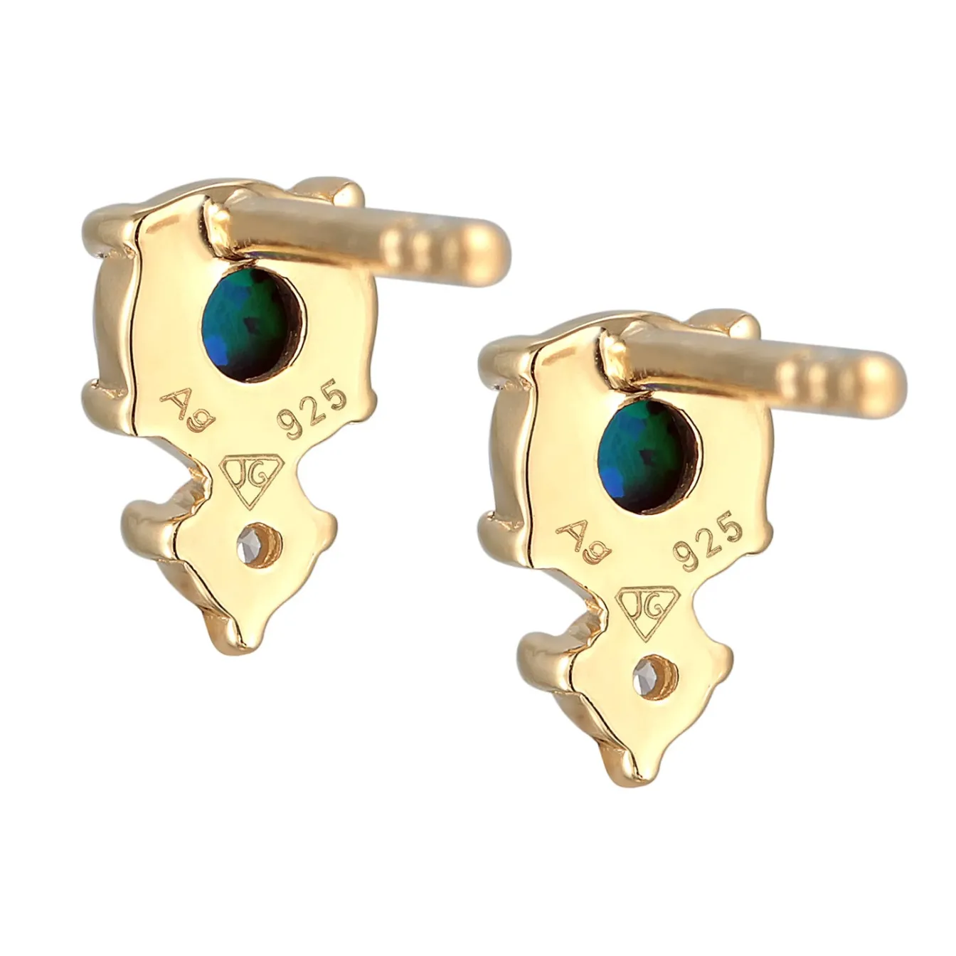 Elli "Ohrstecker Kreis | Opal ( Weiß )< Vergoldet|Ohrringe