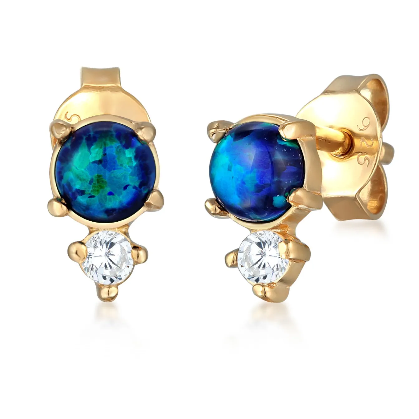 Elli "Ohrstecker Kreis | Opal ( Weiß )< Vergoldet|Ohrringe