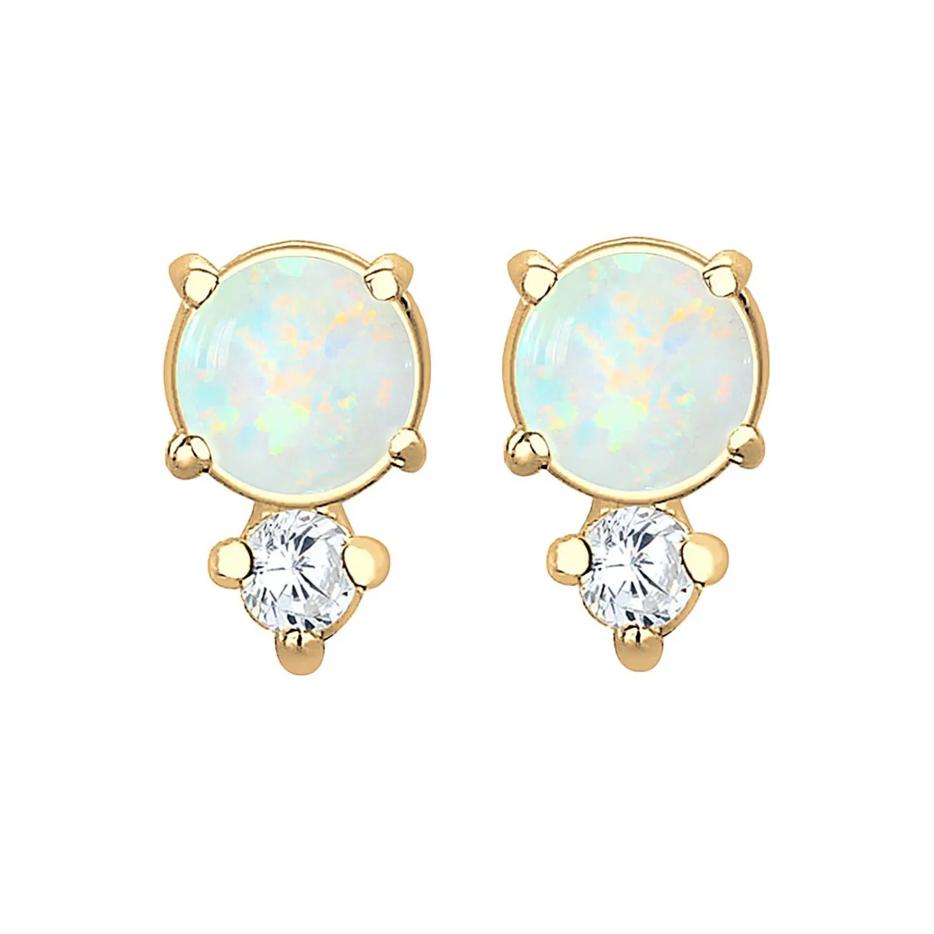 Elli "Ohrstecker Kreis | Opal ( Weiß )< Vergoldet|Ohrringe