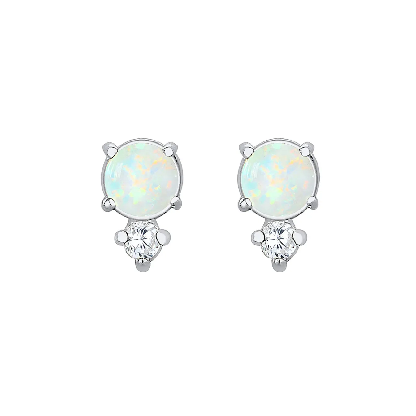 Elli "Ohrstecker Kreis | Opal ( Weiß )< Vergoldet|Ohrringe