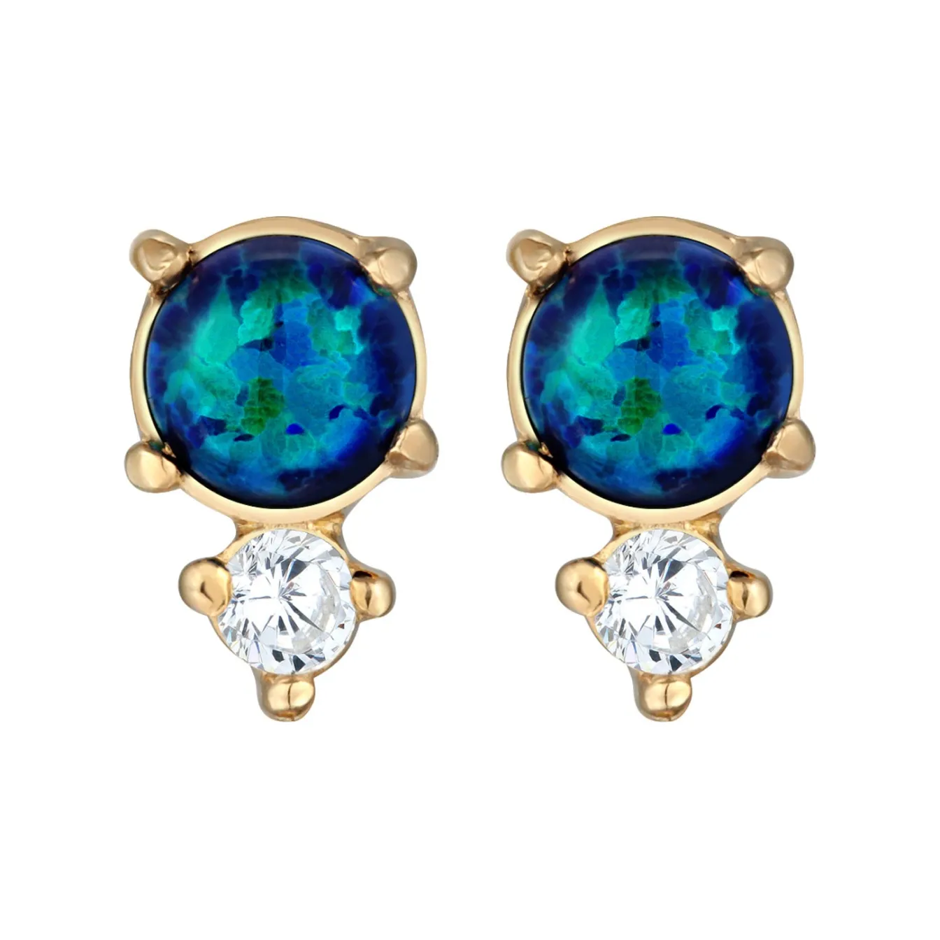 Elli "Ohrstecker Kreis | Opal ( Weiß )< Vergoldet|Ohrringe