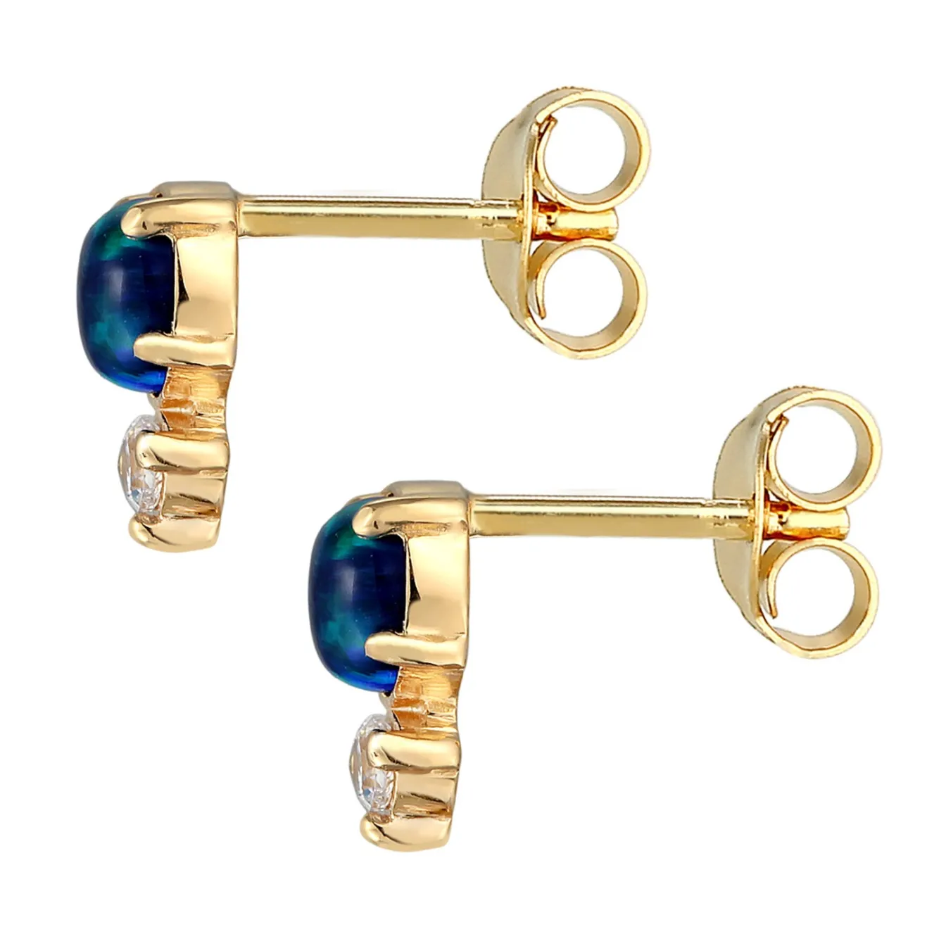 Elli "Ohrstecker Kreis | Opal ( Weiß )< Vergoldet|Ohrringe