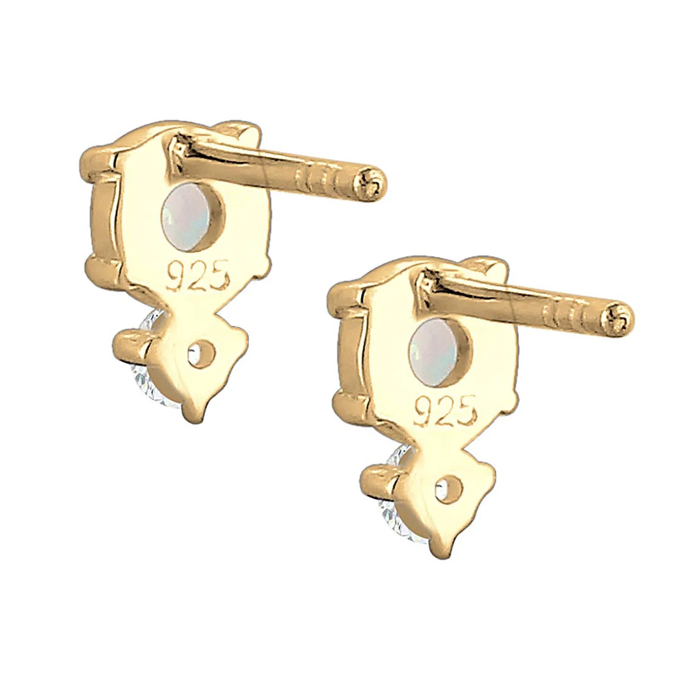 Elli "Ohrstecker Kreis | Opal ( Weiß )< Vergoldet|Ohrringe