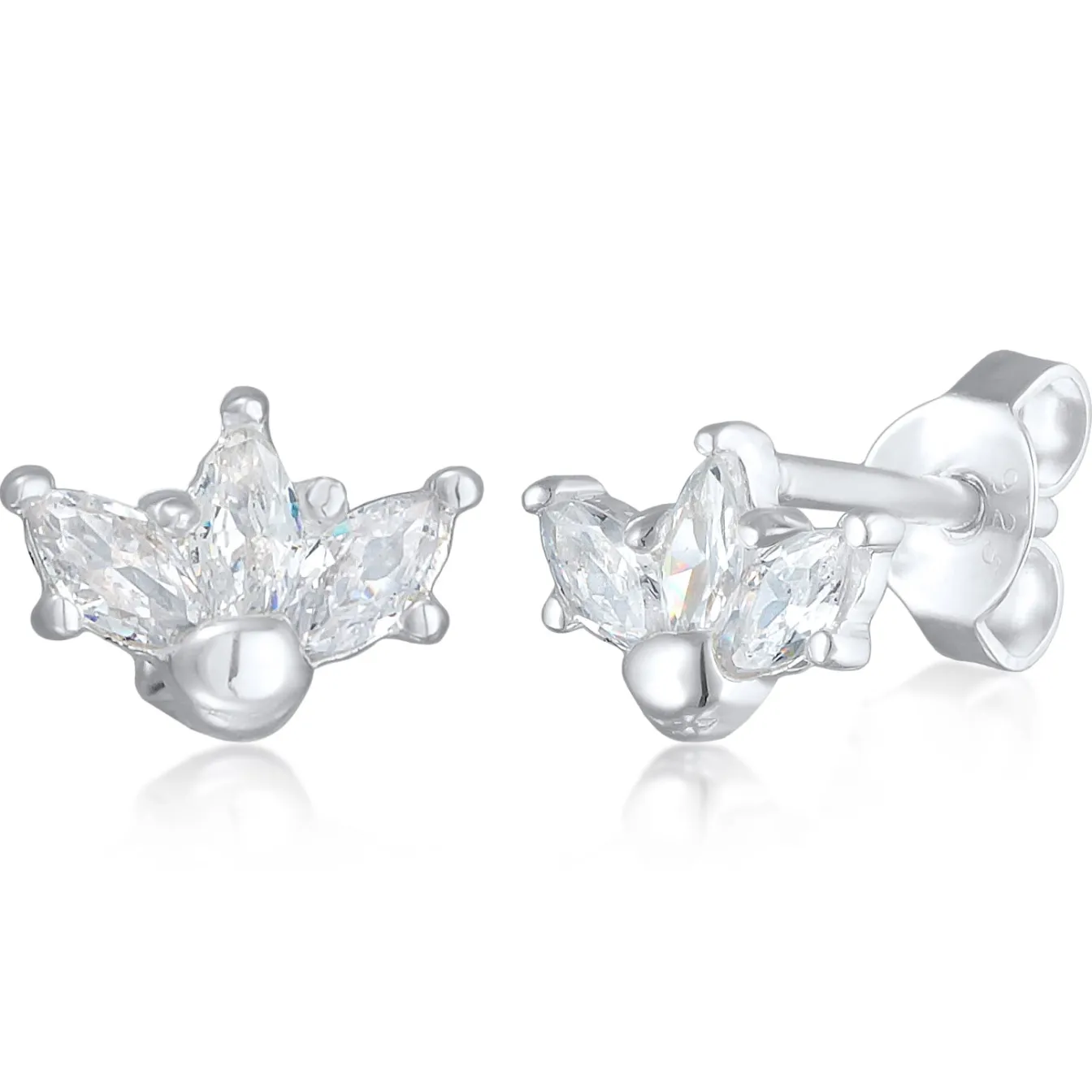Elli "Ohrstecker Krone | Zirkonia (Weiß)< Symbol-schmuck|Ohrringe