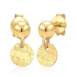 Elli "Ohrstecker Kugel Plättchen Antique< Ohrringe|Echtgold