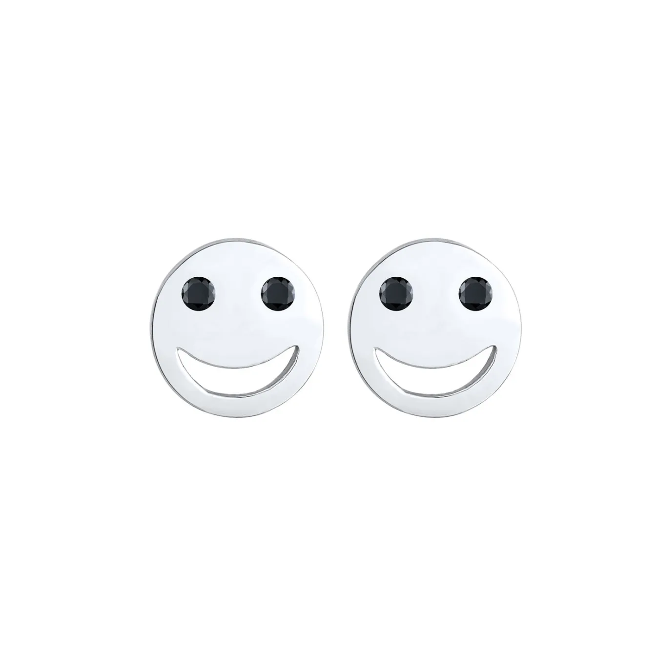 Elli "Ohrstecker mit Smiling Face | Zirkonia ( Schwarz )< Ohrringe|Vergoldet