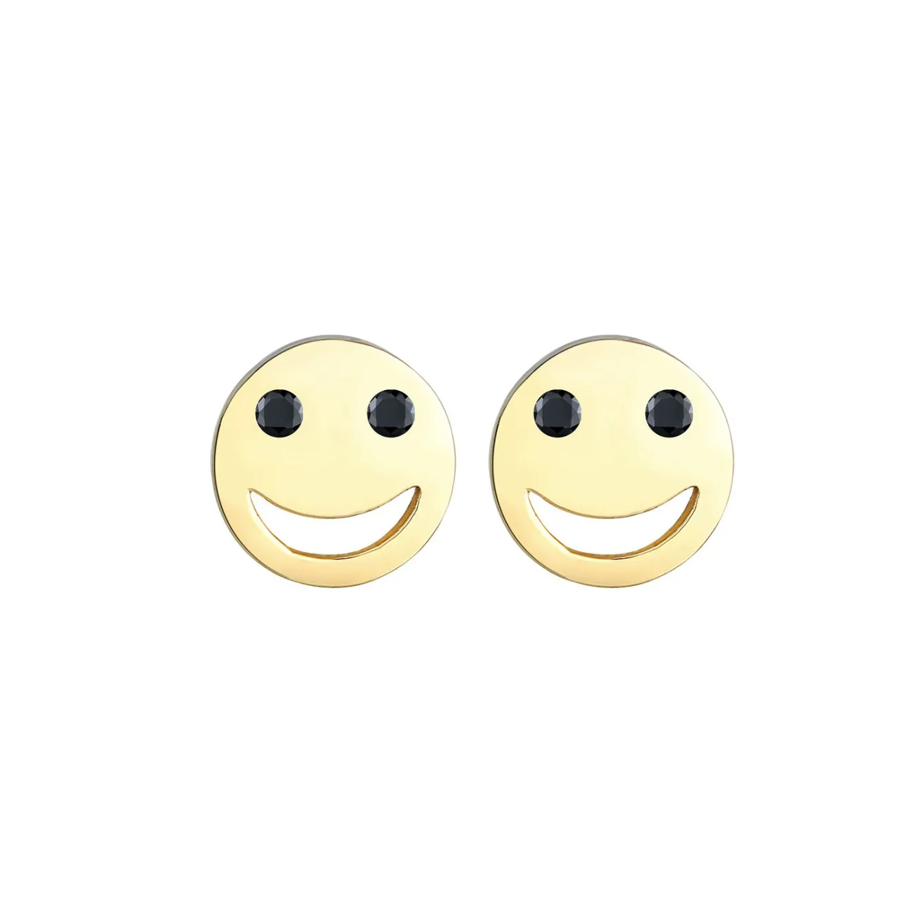 Elli "Ohrstecker mit Smiling Face | Zirkonia ( Schwarz )< Ohrringe|Vergoldet