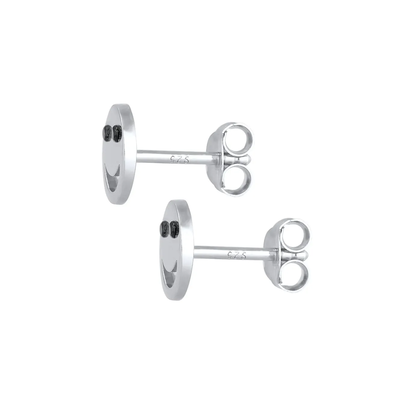 Elli "Ohrstecker mit Smiling Face | Zirkonia ( Schwarz )< Ohrringe|Vergoldet