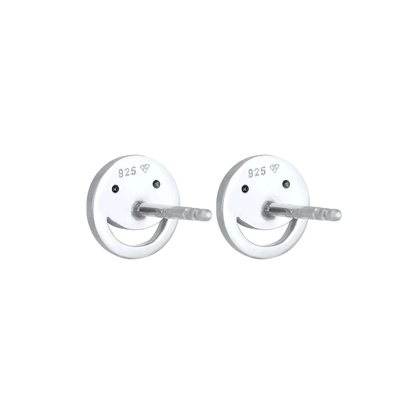 Elli "Ohrstecker mit Smiling Face | Zirkonia ( Schwarz )< Ohrringe|Vergoldet