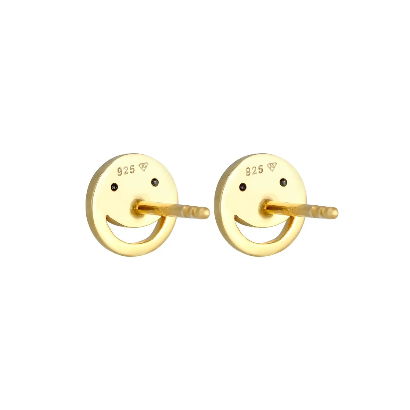 Elli "Ohrstecker mit Smiling Face | Zirkonia ( Schwarz )< Ohrringe|Vergoldet
