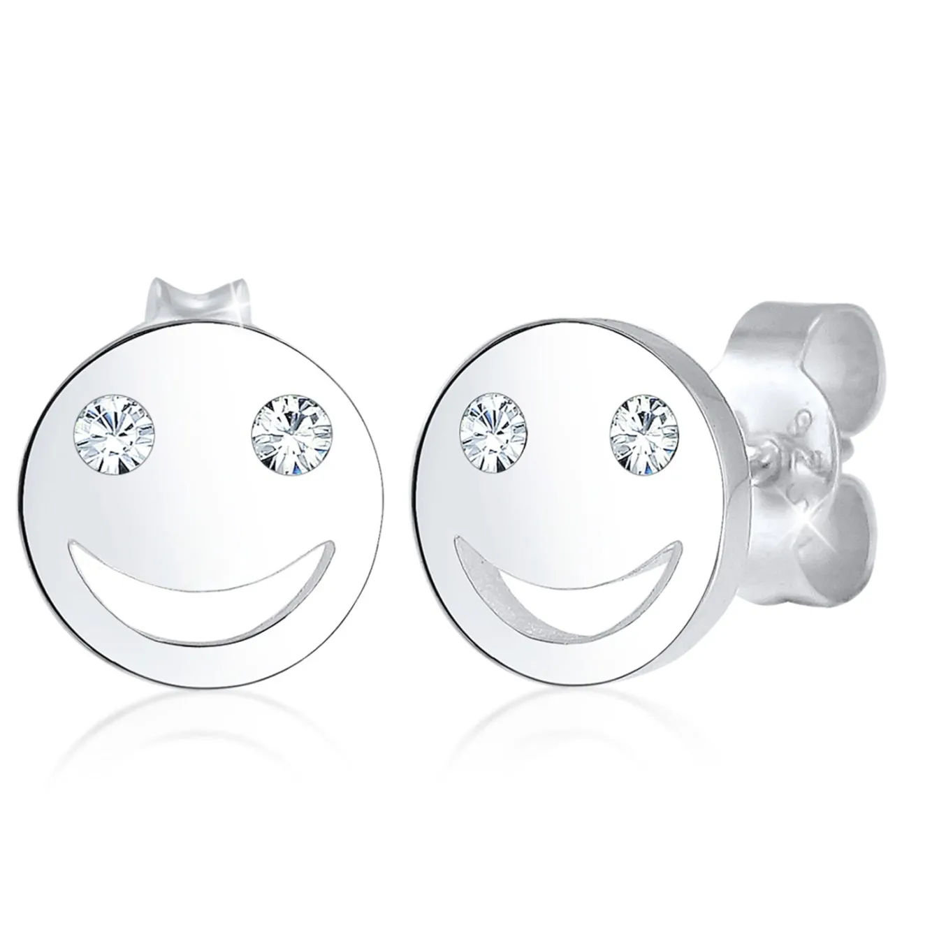 Elli "Ohrstecker mit Smiling Face | Kristall (Weiß)< Roségold|Ohrringe