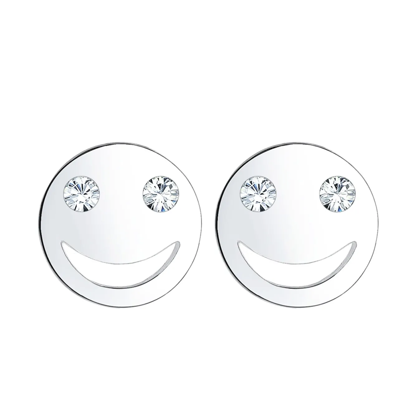 Elli "Ohrstecker mit Smiling Face | Kristall (Weiß)< Roségold|Ohrringe