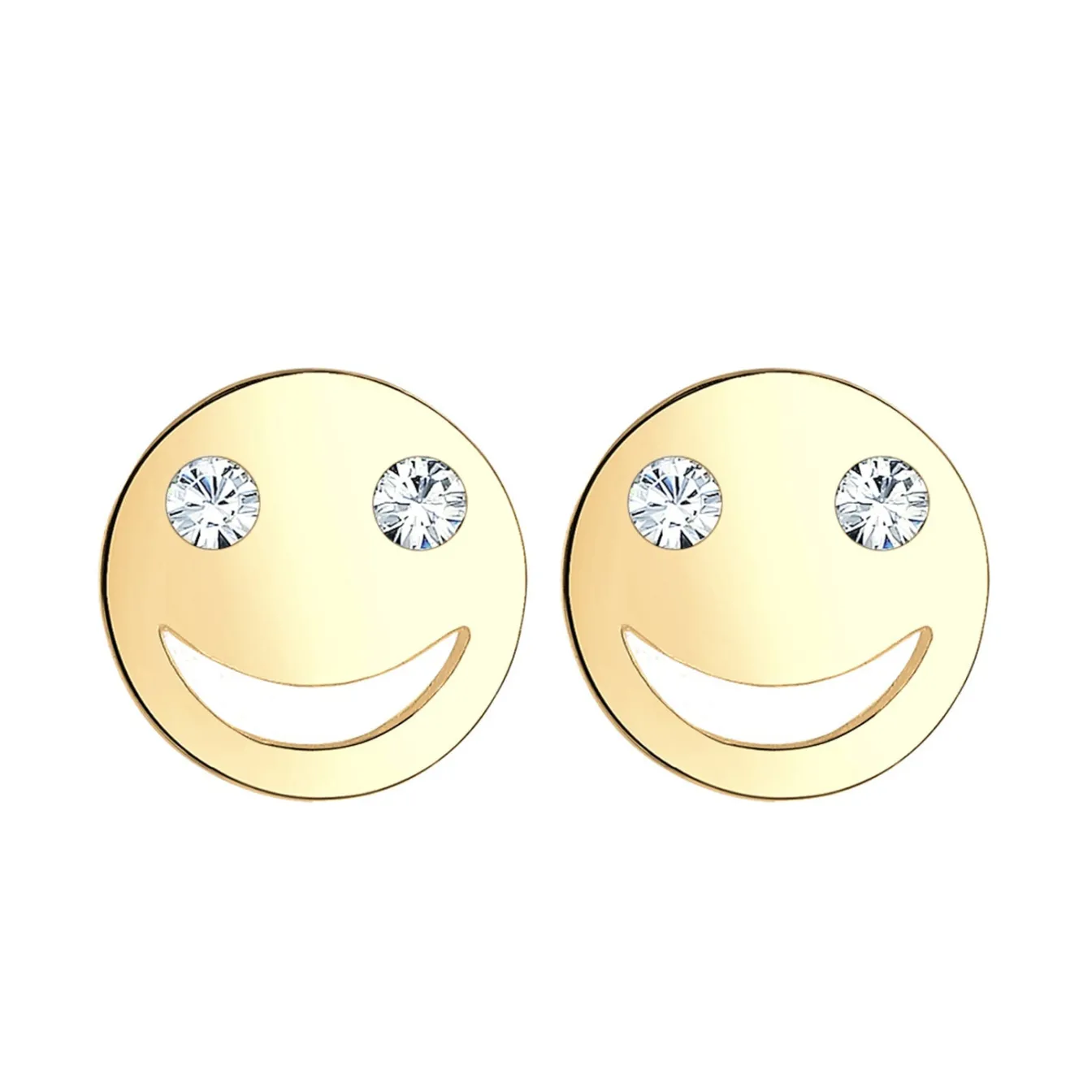 Elli "Ohrstecker mit Smiling Face | Kristall (Weiß)< Roségold|Ohrringe