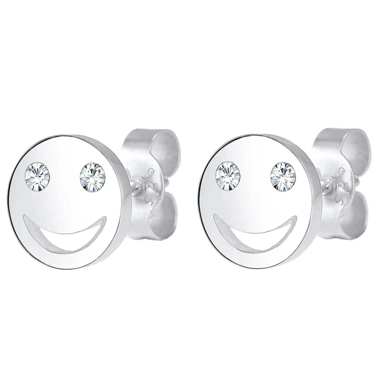 Elli "Ohrstecker mit Smiling Face | Kristall (Weiß)< Roségold|Ohrringe
