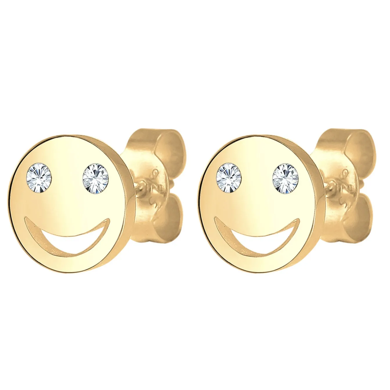 Elli "Ohrstecker mit Smiling Face | Kristall (Weiß)< Roségold|Ohrringe