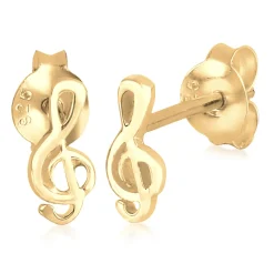 Elli "Ohrstecker Notenschlüssel< Vergoldet|Symbol-schmuck
