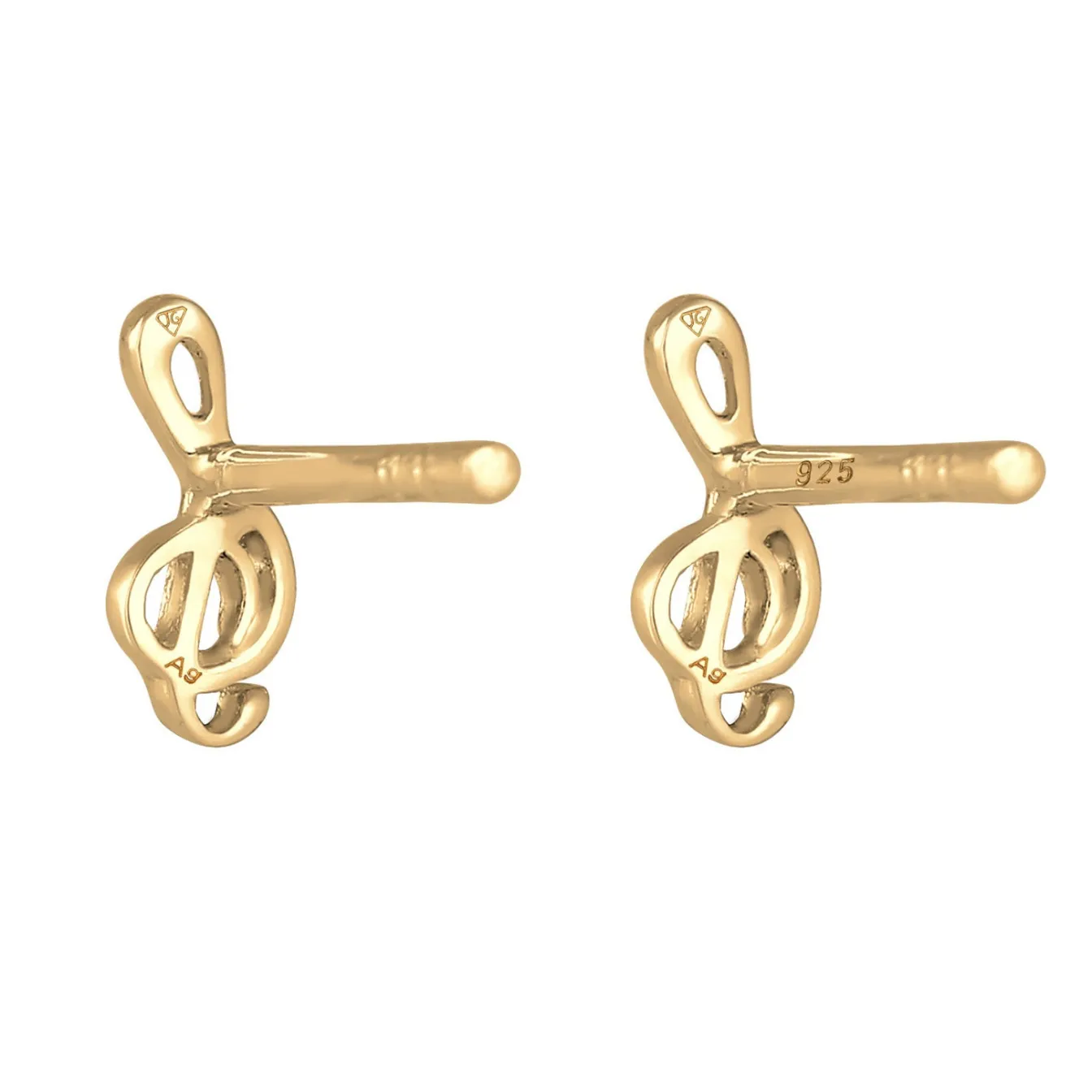 Elli "Ohrstecker Notenschlüssel< Vergoldet|Symbol-schmuck