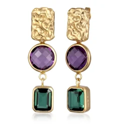 Elli "Ohrstecker Organic | Amethyst & Quarz< Vergoldet|Ohrringe