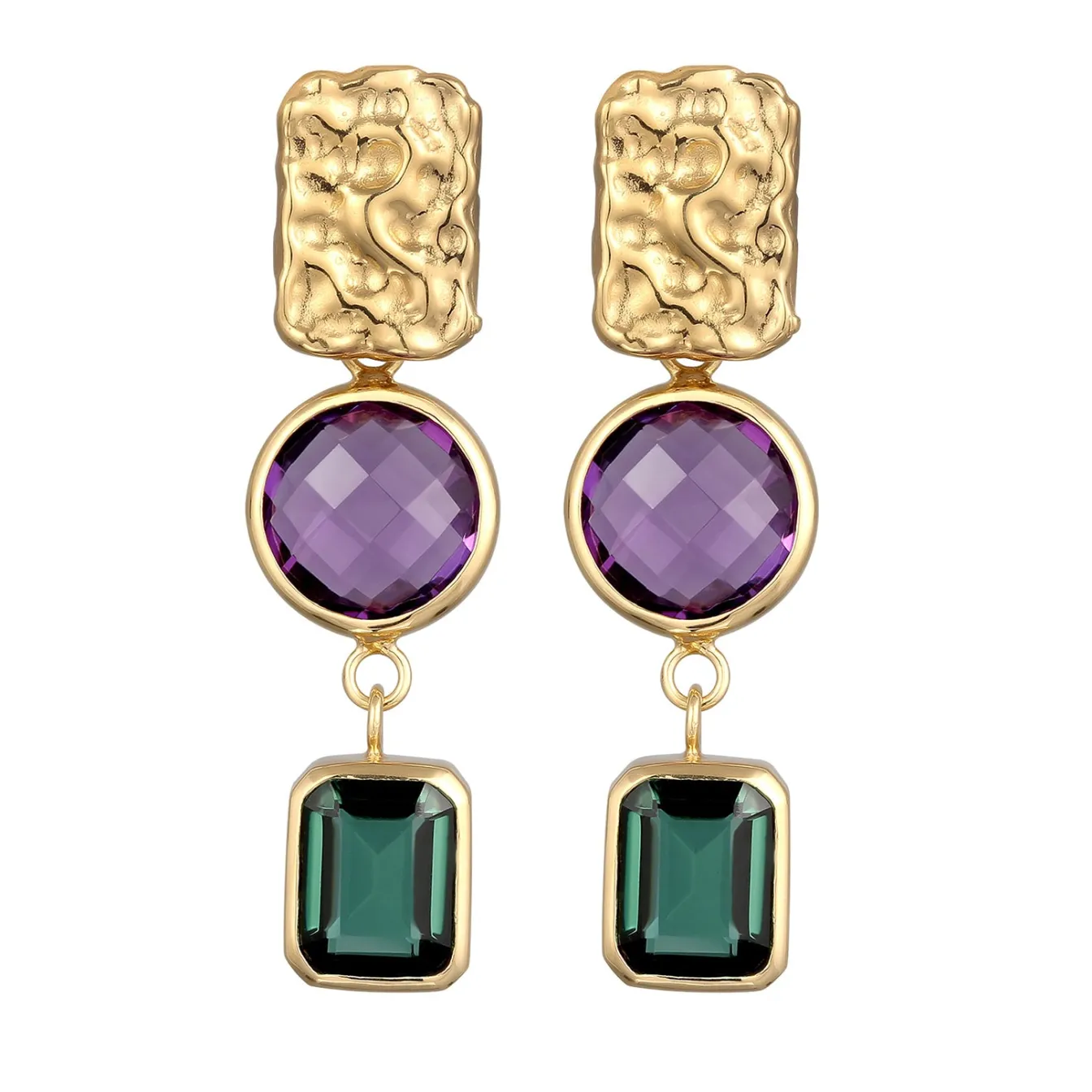 Elli "Ohrstecker Organic | Amethyst & Quarz< Vergoldet|Ohrringe