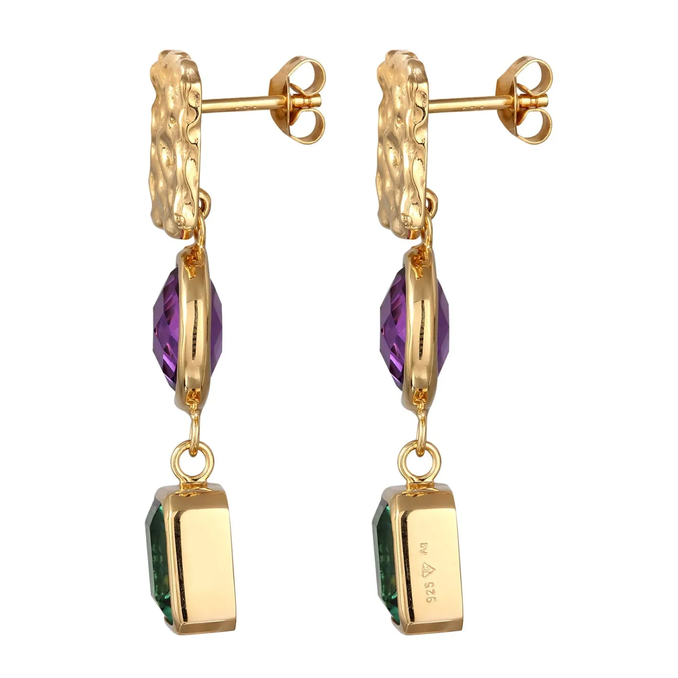 Elli "Ohrstecker Organic | Amethyst & Quarz< Vergoldet|Ohrringe