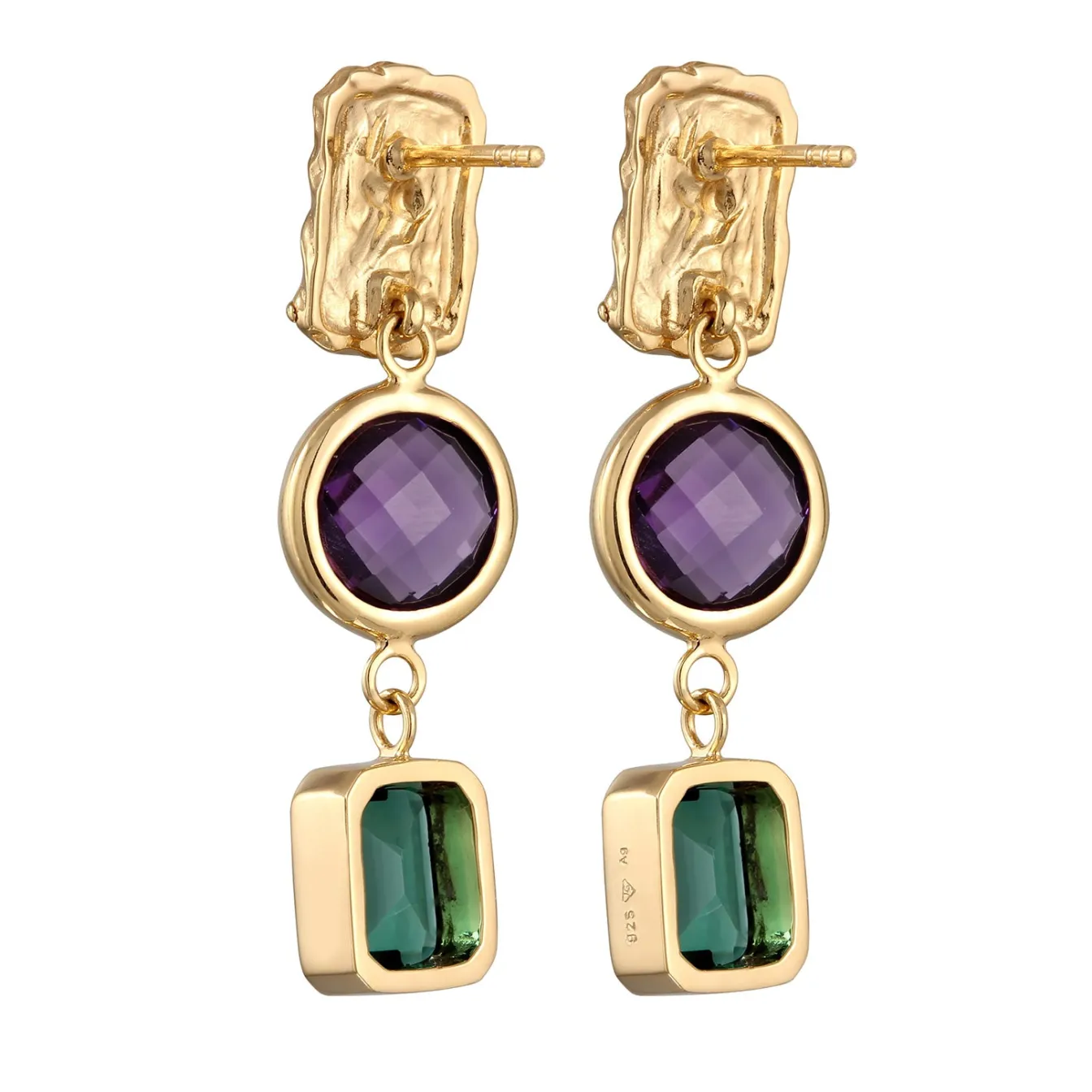 Elli "Ohrstecker Organic | Amethyst & Quarz< Vergoldet|Ohrringe