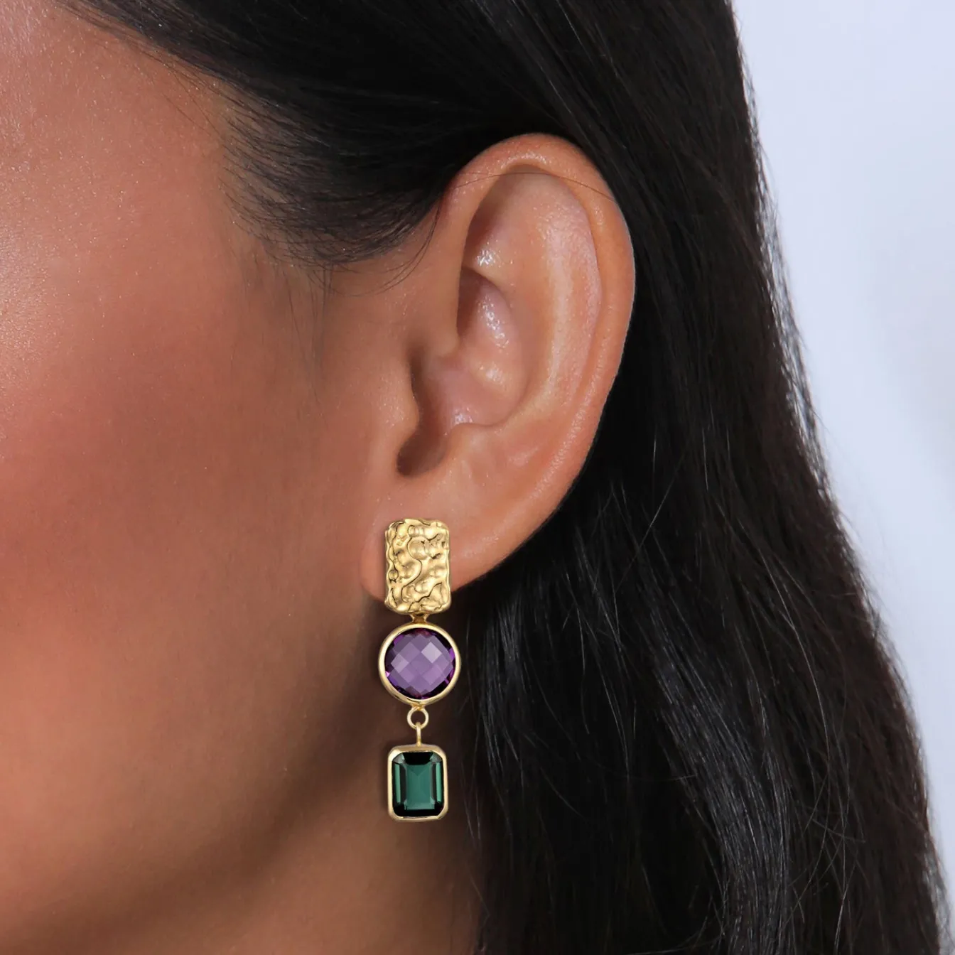 Elli "Ohrstecker Organic | Amethyst & Quarz< Vergoldet|Ohrringe