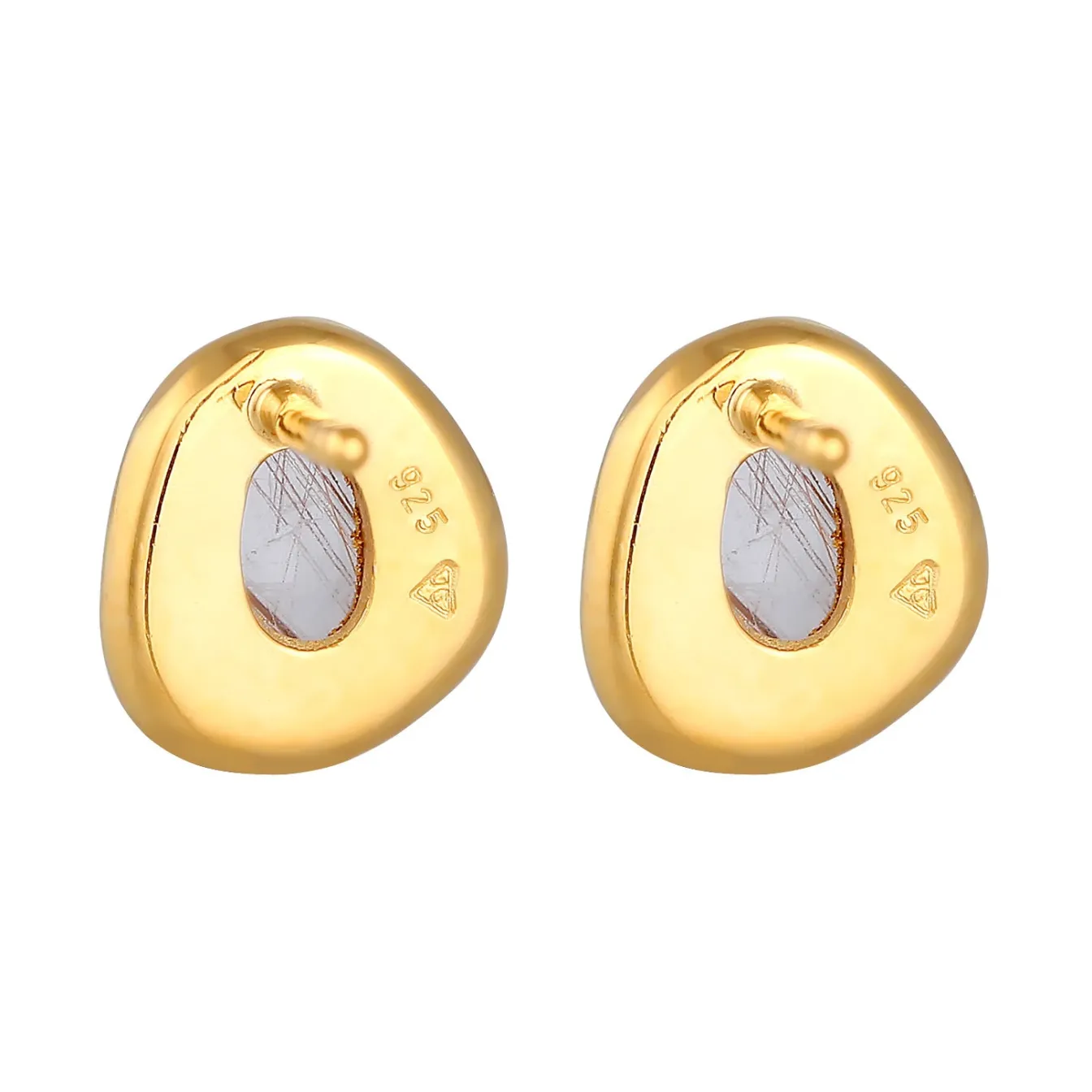 Elli "Ohrstecker Oval | Quarz ( Weiß )< Ohrringe|Vergoldet