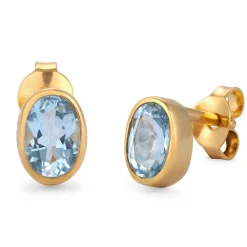 Elli "Ohrstecker Oval | Topas (Hellblau)< Vergoldet|Ohrringe