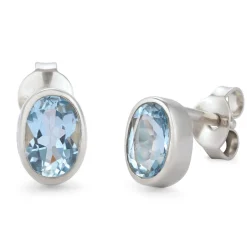 Elli "Ohrstecker Oval | Topas (Hellblau)< Vergoldet|Ohrringe