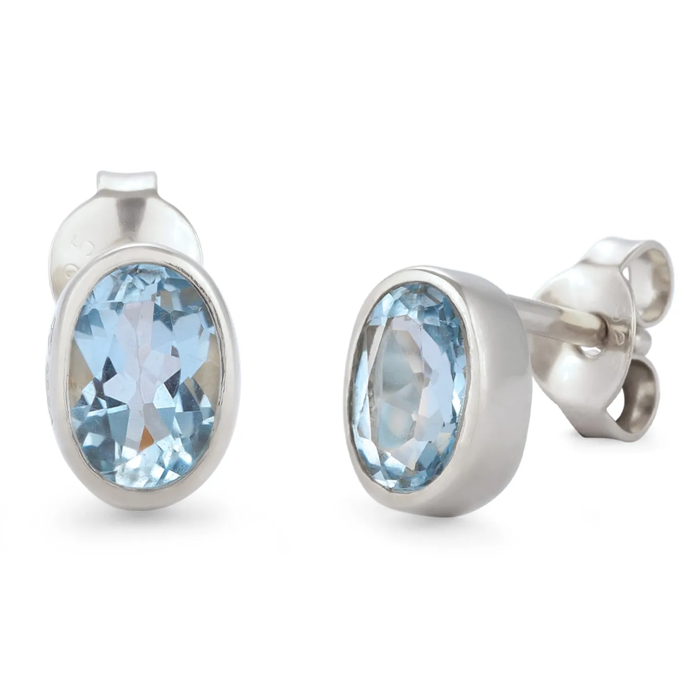Elli "Ohrstecker Oval | Topas (Hellblau)< Vergoldet|Ohrringe
