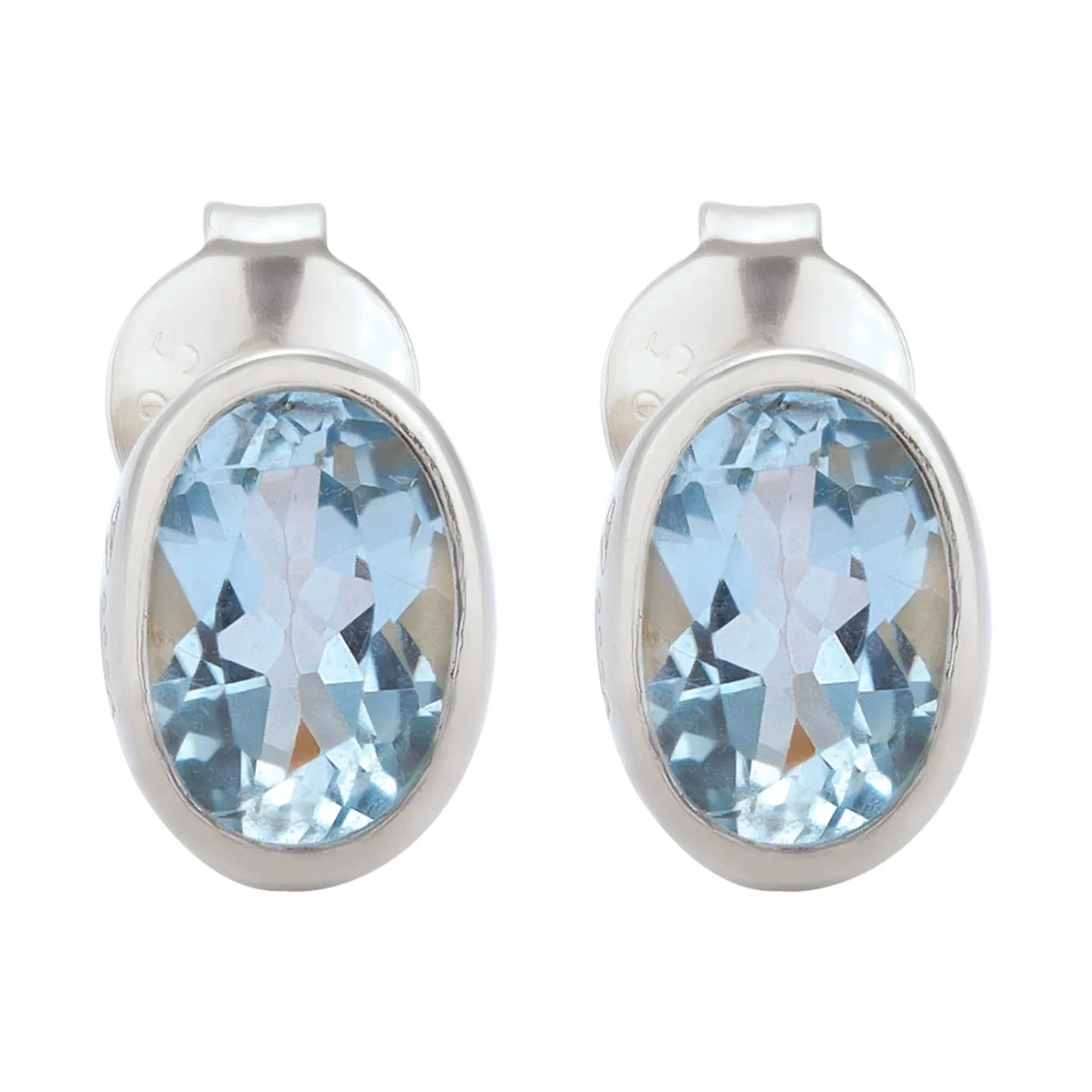 Elli "Ohrstecker Oval | Topas (Hellblau)< Vergoldet|Ohrringe
