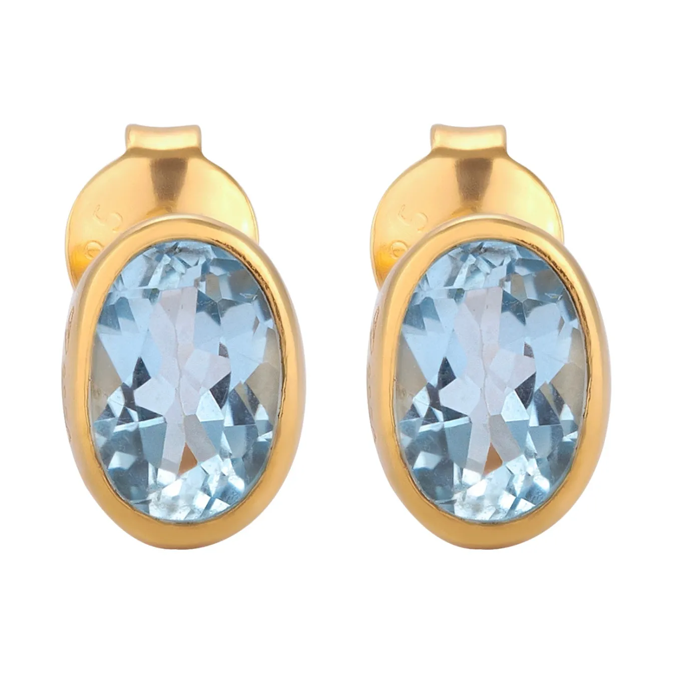 Elli "Ohrstecker Oval | Topas (Hellblau)< Vergoldet|Ohrringe
