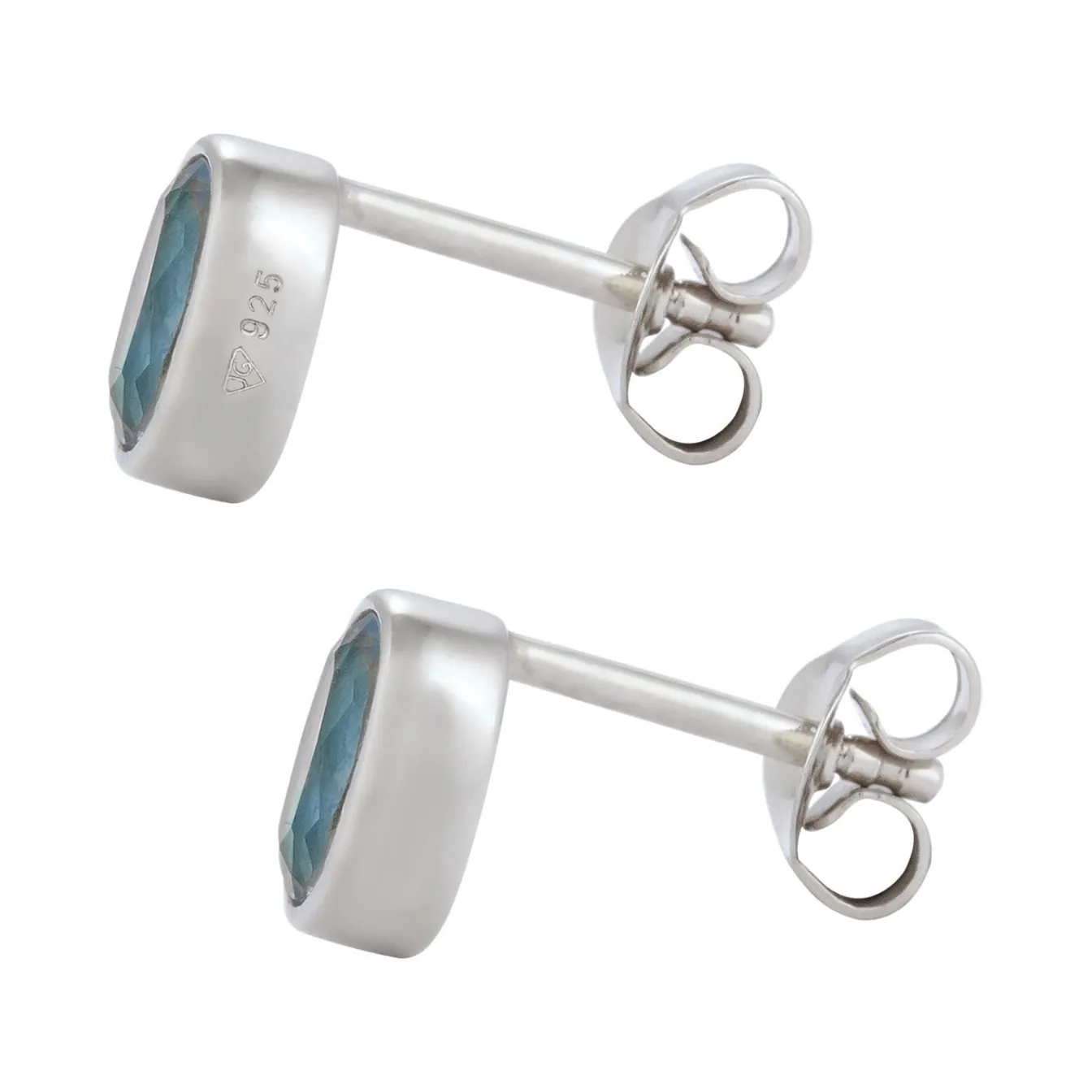 Elli "Ohrstecker Oval | Topas (Hellblau)< Vergoldet|Ohrringe