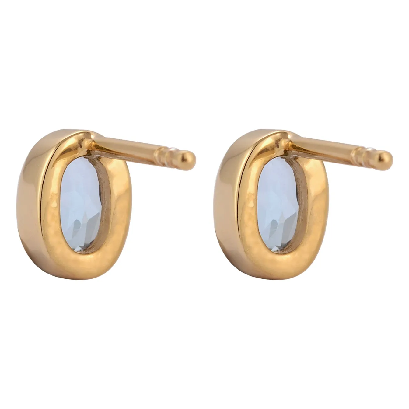 Elli "Ohrstecker Oval | Topas (Hellblau)< Vergoldet|Ohrringe