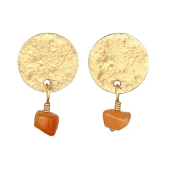 Elli "Ohrstecker Plättchen | Aventurin (Braun)< Vergoldet|Ohrringe