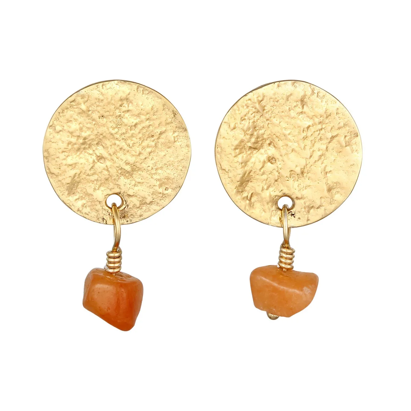 Elli "Ohrstecker Plättchen | Aventurin (Braun)< Vergoldet|Ohrringe