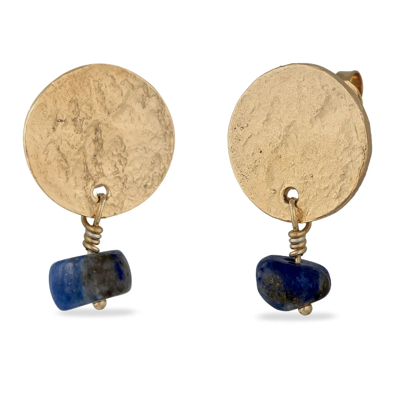 Elli "Ohrstecker Plättchen | Lapis Lazuli (Blau)< Vergoldet|Ohrringe