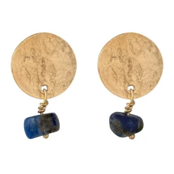 Elli "Ohrstecker Plättchen | Lapis Lazuli (Blau)< Vergoldet|Ohrringe