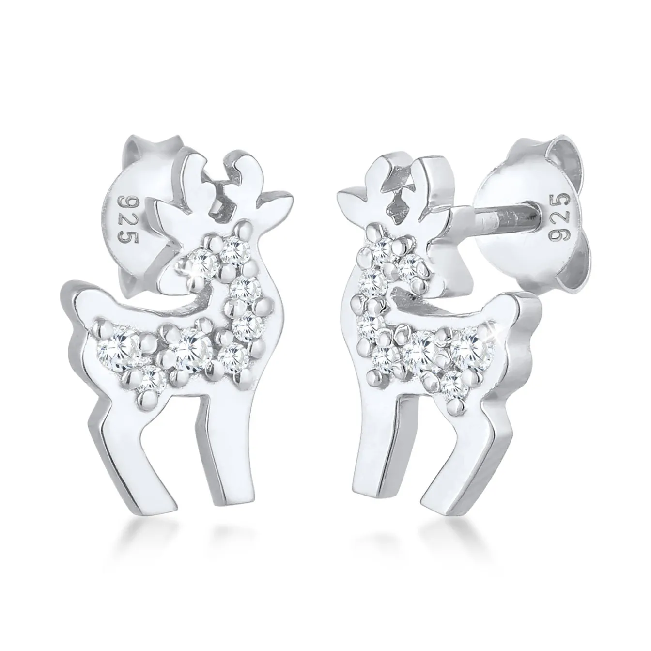 Elli "Ohrstecker Rentier | Zirkonia (Weiß)< Ohrringe|Silber