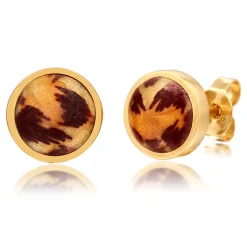 Elli "Ohrstecker Rund | Emaille (Leo)< Vergoldet|Ohrringe